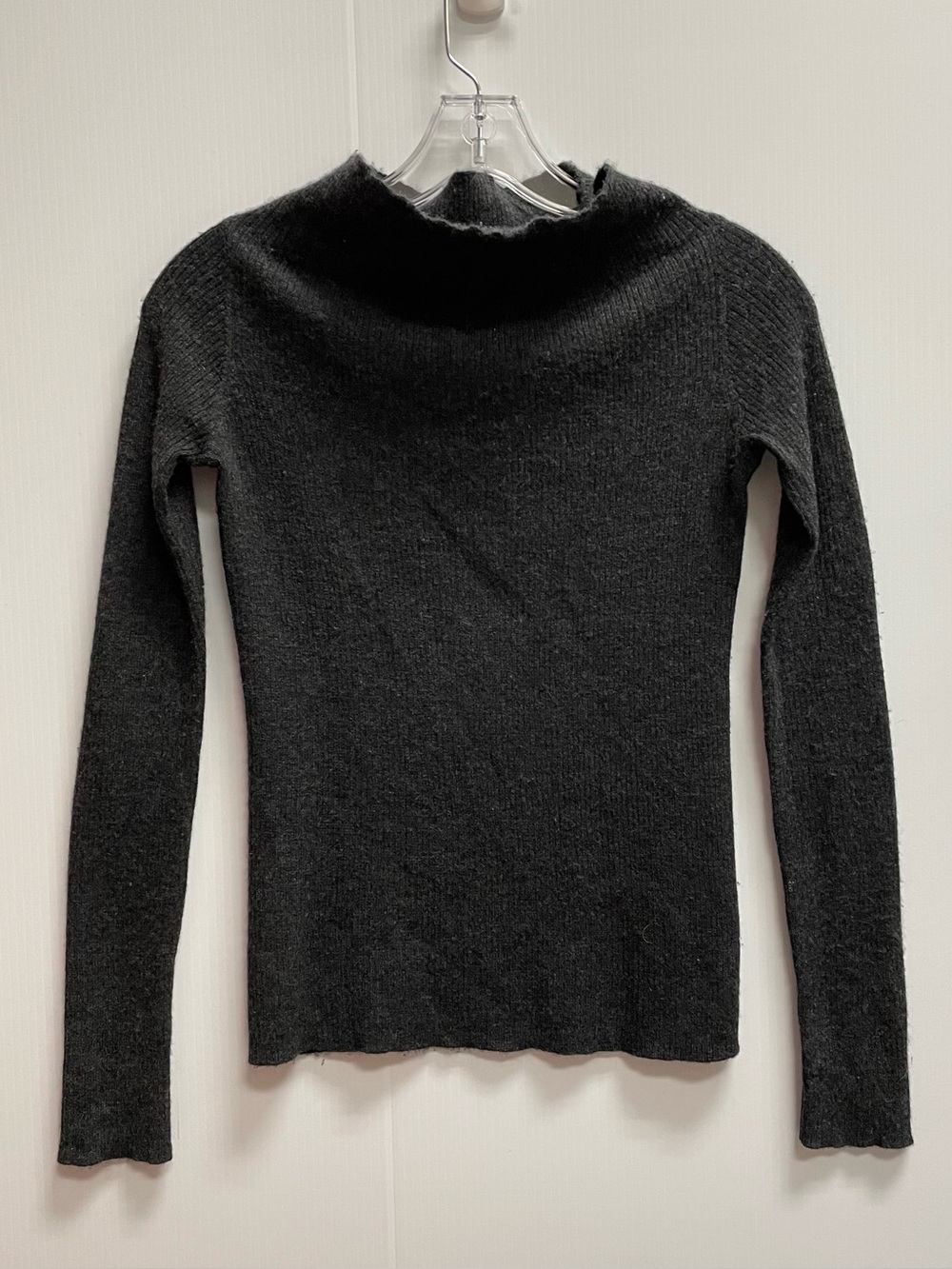360 CASHMERE DARK GRAY CASHMERE WIDE NECK LONG SLEEVE SHIRT SZ S